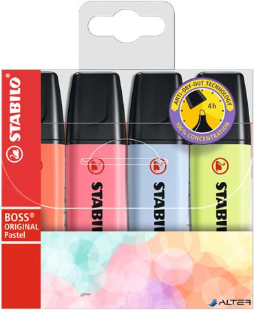 Szövegkiemelő készlet, 2-5 mm, STABILO "BOSS original Pastel3", 4 különböző szín