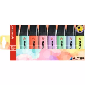   Szövegkiemelő készlet, 2-5 mm, STABILO "BOSS original Pastel", 8 különböző szín