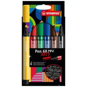   Filctoll készlet, 1-5 mm, vágott hegy, STABILO 'Pen 68 MAX', 6 különböző szín