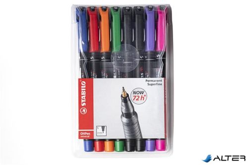 Alkoholos marker készlet, 0,4 mm, STABILO "OHPen S", 8 különböző szín