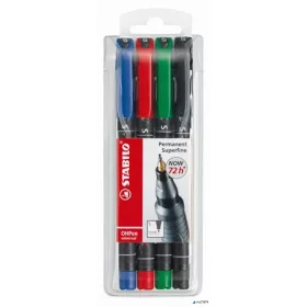   Alkoholos marker készlet, 0,4 mm, STABILO 'OHPen S', 4 különböző szín