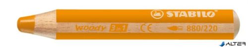Színes ceruza, kerek, vastag, STABILO 'Woody 3 in 1', narancssárga