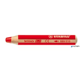   Színes ceruza, kerek, vastag, STABILO 'Woody 3 in 1', piros