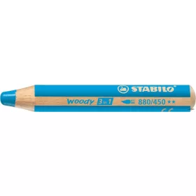   Színes ceruza, kerek, vastag, STABILO 'Woody 3 in 1', ciánkék