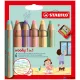 Színes ceruza készlet, kerek, vastag, STABILO 'Woody 3 in 1 Pastel', 6 különböző pasztell szín