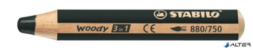 Színes ceruza, kerek, vastag, STABILO 'Woody 3 in 1', fekete