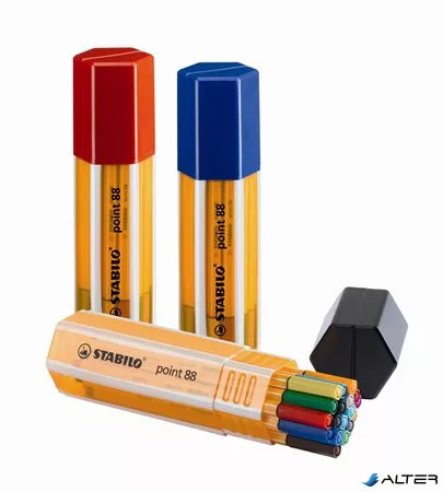 Tűfilc készlet, 0,4 mm, STABILO 'Point 88 Big Point Box', 20 különböző szín