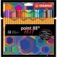 Tűfilc készlet, 0,4 mm, STABILO 'Point 88 ARTY', 24 különböző szín