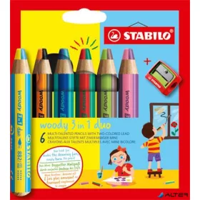   Színes ceruza készlet, STABILO 'Woody 3 in 1 duo', 6 dupla vegyes szín