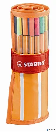 Tűfilc készlet, 0,4 mm, felcsavarható szett, neon színekkel, STABILO "Point 88", 30 különböző szín