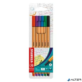   Tűfilc készlet, 0,4 mm, STABILO "Point 88", 6 különböző szín