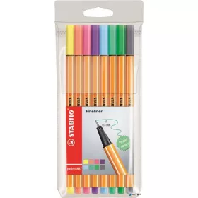   Tűfilc készlet, 0,4 mm, STABILO 'Point 88', 8 pasztell szín