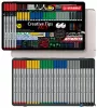 Tűfilc készlet, fém doboz, STABILO "Creative Tips ARTY", 6 különböző szín, 5 különböző vastagság