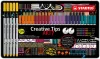Tűfilc készlet, fém doboz, STABILO "Creative Tips ARTY", 10 különböző szín, 5 különböző vastagság