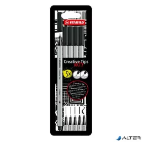   Tűfilc készlet, STABILO "Creative Tips ARTY", fekete, 5 különböző vastagság