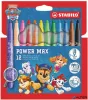 Filctoll készlet, vastag, 3 mm, STABILO "Power Max", Mancs őrjárat, 12 különböző szín
