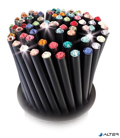 Ceruzák tartóban, vegyes színű SWAROVSKI® kristállyal, 50db-os szett, ART CRYSTELLA®