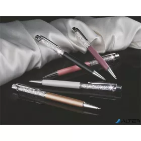   Golyóstoll, világoslila, felül fehér SWAROVSKI® kristállyal töltve, 14 cm, ART CRYSTELLA®