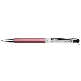   Golyóstoll, világoslila, felül fehér SWAROVSKI® kristállyal töltve, érintővel, 14 cm, ART CRYSTELLA®