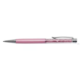  Golyóstoll, rózsaszín, felül rózsaszín SWAROVSKI® kristállyal töltve, 14 cm, ART CRYSTELLA®