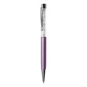   Golyóstoll, orgonalila, felül fehér SWAROVSKI® kristályokkal töltve, 14 cm, ART CRYSTELLA®