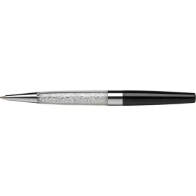   Golyóstoll, fekete, alul fehér SWAROVSKI® kristállyal töltve, 14cm, ART CRYSTELLA®