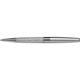   Golyóstoll, ezüst, alul fehér SWAROVSKI® kristállyal töltve, 14cm, ART CRYSTELLA®