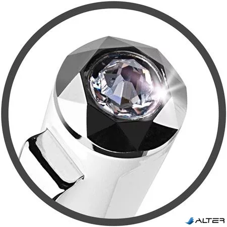 Golyóstoll, fehér-ezüst 'Rialto', fehér SWAROVSKI® kristállyal, 14cm, ART CRYSTELLA®