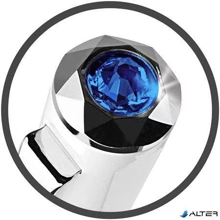 Golyóstoll, fehér-ezüst 'Rialto', zafírkék SWAROVSKI® kristállyal, 14cm, ART CRYSTELLA®