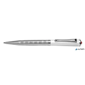   Golyóstoll, fehér-ezüst "Rialto", light siam piros SWAROVSKI® kristállyal, 14cm, ART CRYSTELLA®