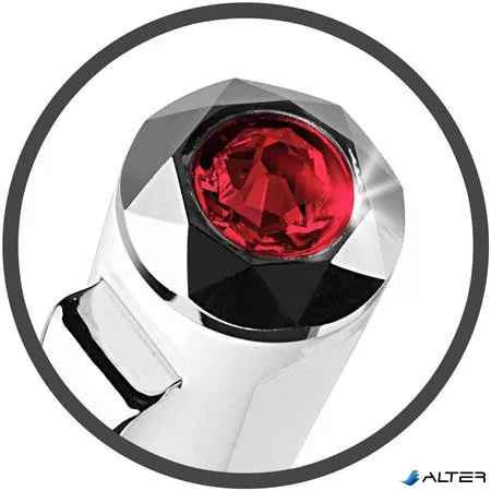 Golyóstoll, fehér-ezüst 'Rialto', light siam piros SWAROVSKI® kristállyal, 14cm, ART CRYSTELLA®