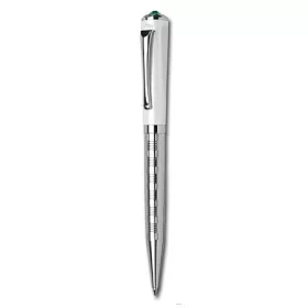   Golyóstoll, fehér-ezüst, 'Rialto', light türkiz SWAROVSKI® kristállyal, 14 cm, ART CRYSTELLA®