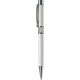   Golyóstoll, fehér, középen fehér SWAROVSKI® kristállyal töltve, 14cm, ART CRYSTELLA®
