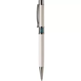   Golyóstoll, fehér, középen türkiz SWAROVSKI® kristállyal töltve, 14cm, ART CRYSTELLA®