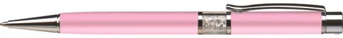 Golyóstoll, Crystals from SWAROVSKI®, rózsaszín, középen fehér kristályokkal töltve 14cm