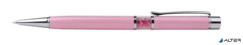 Golyóstoll, Crystals from SWAROVSKI®, rózsaszín, középen pink kristályokkal töltve, ART CRYSTELLA®, 14cm