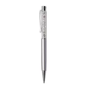   Golyóstoll, ezüst, felül fehér SWAROVSKI® kristállyal töltve, 14 cm, ART CRYSTELLA®