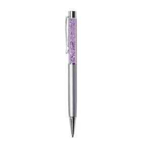   Golyóstoll, ezüst, felül orgonalila SWAROVSKI® kristállyal töltve, 14 cm, ART CRYSTELLA®