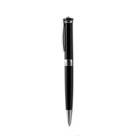   Golyóstoll, fekete, 'Rimini', rózsaszín SWAROVSKI® kristállyal, 14 cm, ART CRYSTELLA®