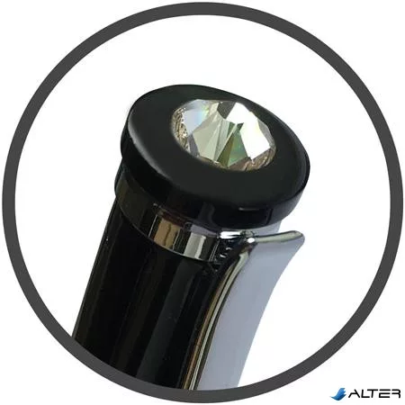 Golyóstoll, fekete, 'Rimini', fehér SWAROVSKI® kristállyal, 14 cm, ART CRYSTELLA®