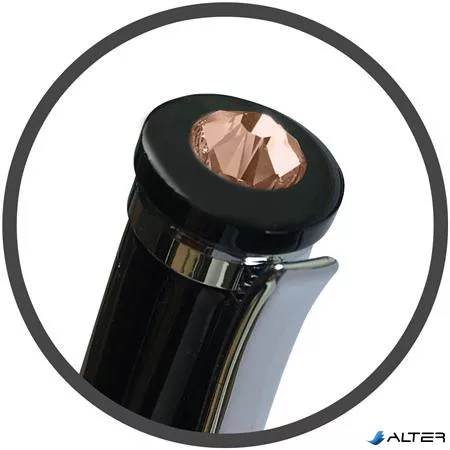 Golyóstoll, fekete, 'Rimini', arany SWAROVSKI® kristállyal, 14 cm, ART CRYSTELLA®