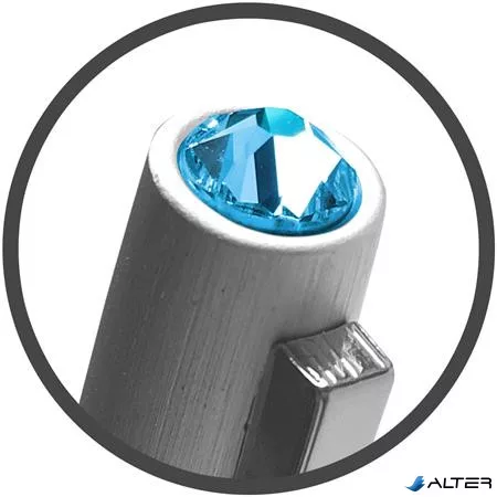 Golyóstoll, ezüst, 'Oslo', aquakék SWAROVSKI® kristállyal, 13 cm, ART CRYSTELLA®