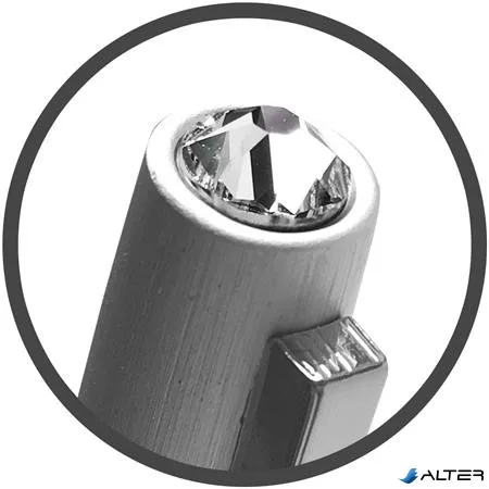 Golyóstoll, ezüst, 'Oslo', fehér SWAROVSKI® kristállyal, 13 cm, ART CRYSTELLA®