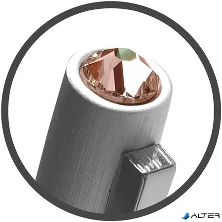 Golyóstoll, ezüst, 'Oslo', arany SWAROVSKI® kristállyal, 13 cm, ART CRYSTELLA®