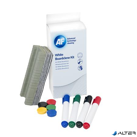 Tisztítófolyadék, táblához, szivaccsal, törlőkendővel, mágnessel, táblafilccel, 125 ml, AF "Whiteboard cleaning kit"