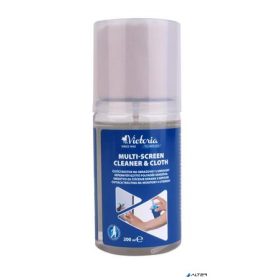   Tisztítófolyadék, képernyőhöz, pumpás, kendővel, 200 ml, VICTORIA TECHNOLOGY