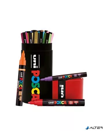 Dekormarker készlet, Posca fém dobozos, UNI "Posca", 13 különböző szín
