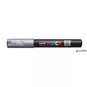 Dekormarker, 0,7-1,0 mm, UNI "Posca PC-1M", ezüst