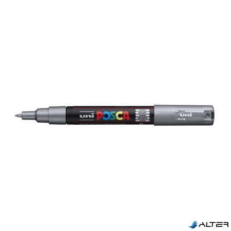 Dekormarker, 0,7-1,0 mm, UNI "Posca PC-1M", ezüst
