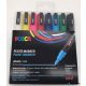 Dekormarker készlet, 0,9-1,3 mm, UNI "Posca PC-3M", 8 különböző szín